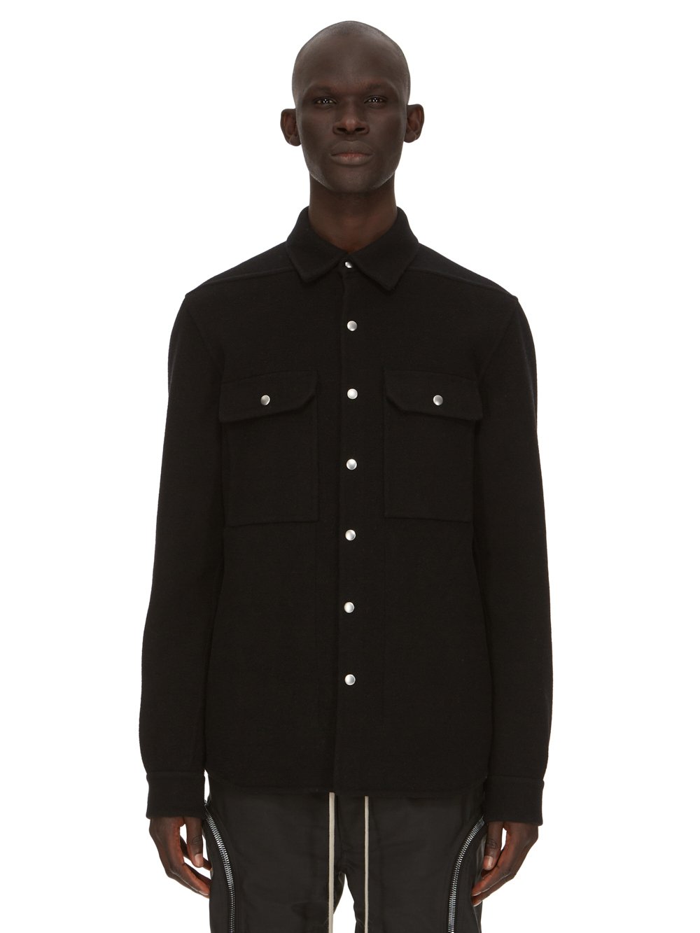 RICK OWENS FW23 LUXOR OUTERSHIRT IN BLACK DOUBLE CASHMERE