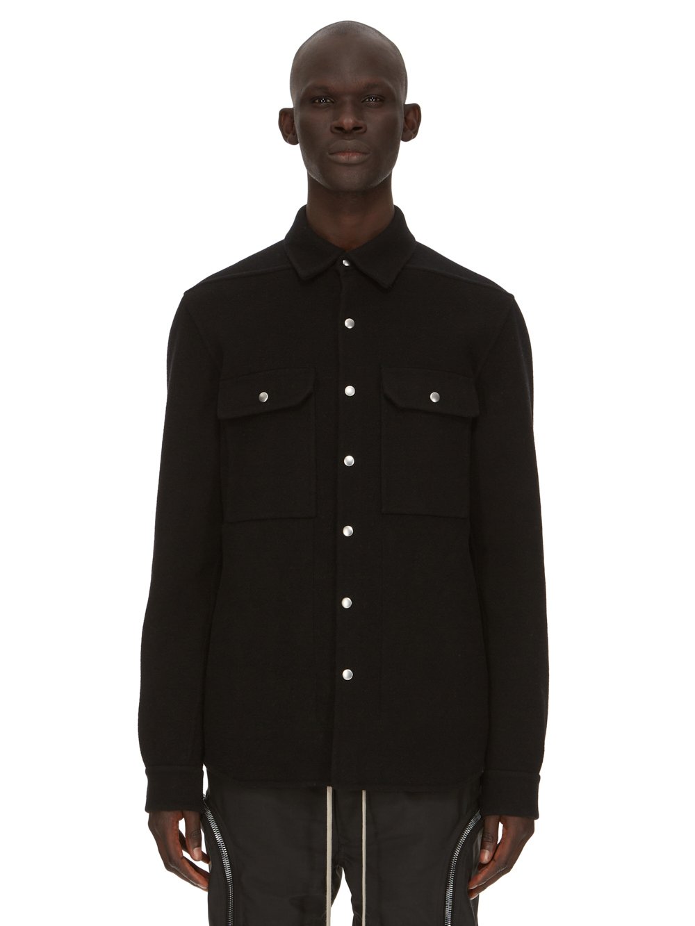 RICK OWENS FW23 LUXOR OUTERSHIRT IN BLACK DOUBLE CASHMERE RICK OWENS FW23 LUXOR OUTERSHIRT IN BLACK DOUBLE CASHMERE