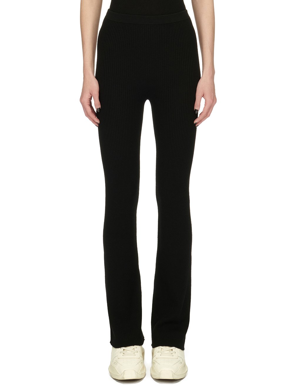 RICK OWENS FW23 LUXOR WIDE LEG PANTS IN BLACK LIGHTWEIGHT RIBBED KNIT RICK OWENS FW23 LUXOR WIDE LEG PANTS IN BLACK LIGHTWEIGHT RIBBED KNIT