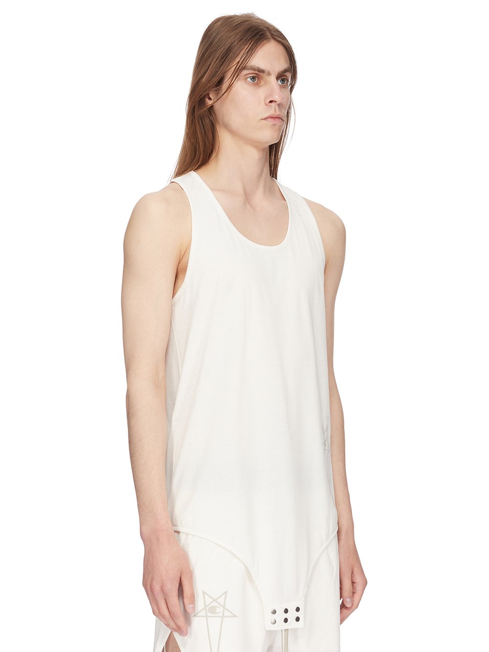 CHAMPION X RICK OWENS BASKETBALL TANK IN MILK WHITE MEDIUM WEIGHT COTTON JERSEY 