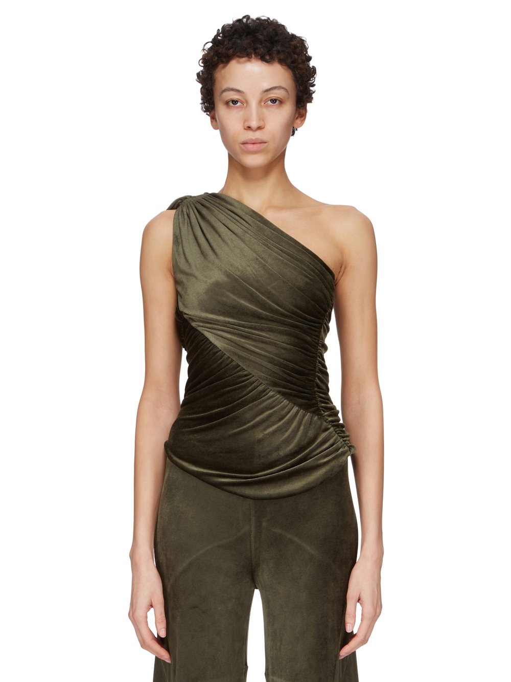 RICK OWENS LILIES FW23 LUXOR AMIRA TOP IN FOREST VELVET JERSEY RICK OWENS LILIES FW23 LUXOR AMIRA TOP IN FOREST VELVET JERSEY
