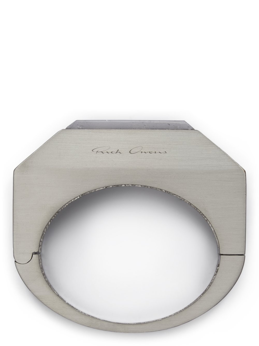 RICK OWENS CRYSTAL BEVELED BANGLE IN BRASS WITH PALLADIUM FINISH