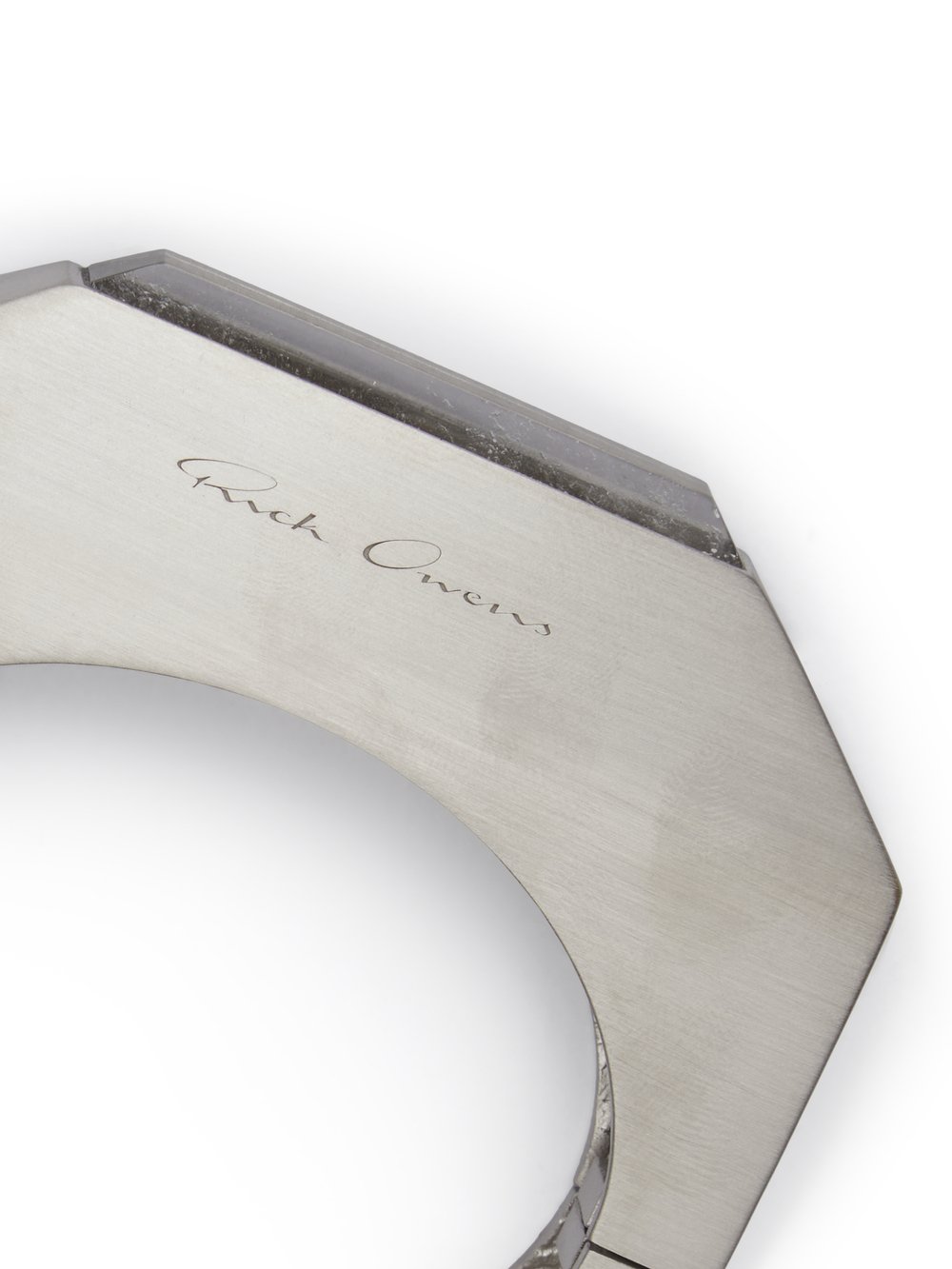 RICK OWENS CRYSTAL BEVELED BANGLE IN BRASS WITH PALLADIUM FINISH