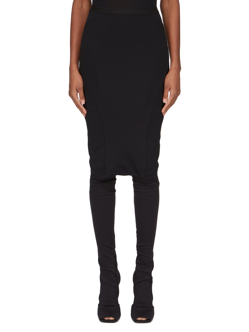 RICK OWENS LILIES FW23 LUXOR KNEE SLIP SKIRT IN BLACK RECYCLED NYLON NEOPRENE JERSEY RICK OWENS LILIES FW23 LUXOR KNEE SLIP SKIRT IN BLACK RECYCLED NYLON NEOPRENE JERSEY