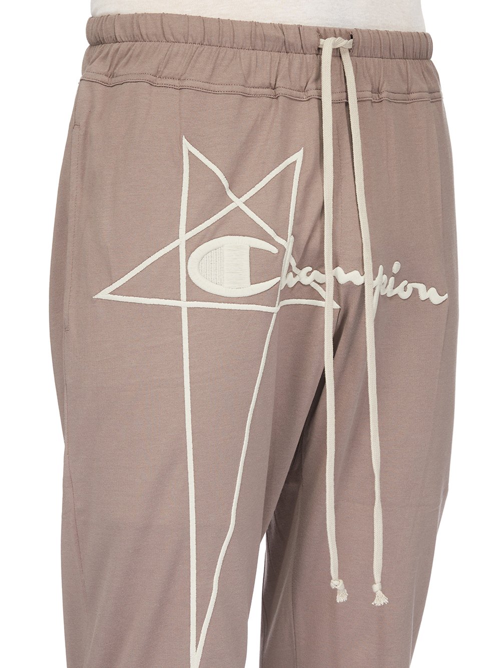 CHAMPION X RICK OWENS JOGGERS IN DUST GREY MEDIUM WEIGHT COTTON JERSEY 