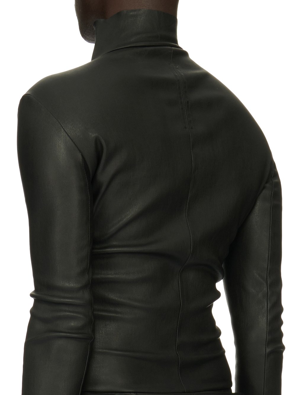 RICK OWENS FW23 LUXOR TIGHT GARY FLGHTSUIT IN BLACK STRETCH LAMB LEATHER