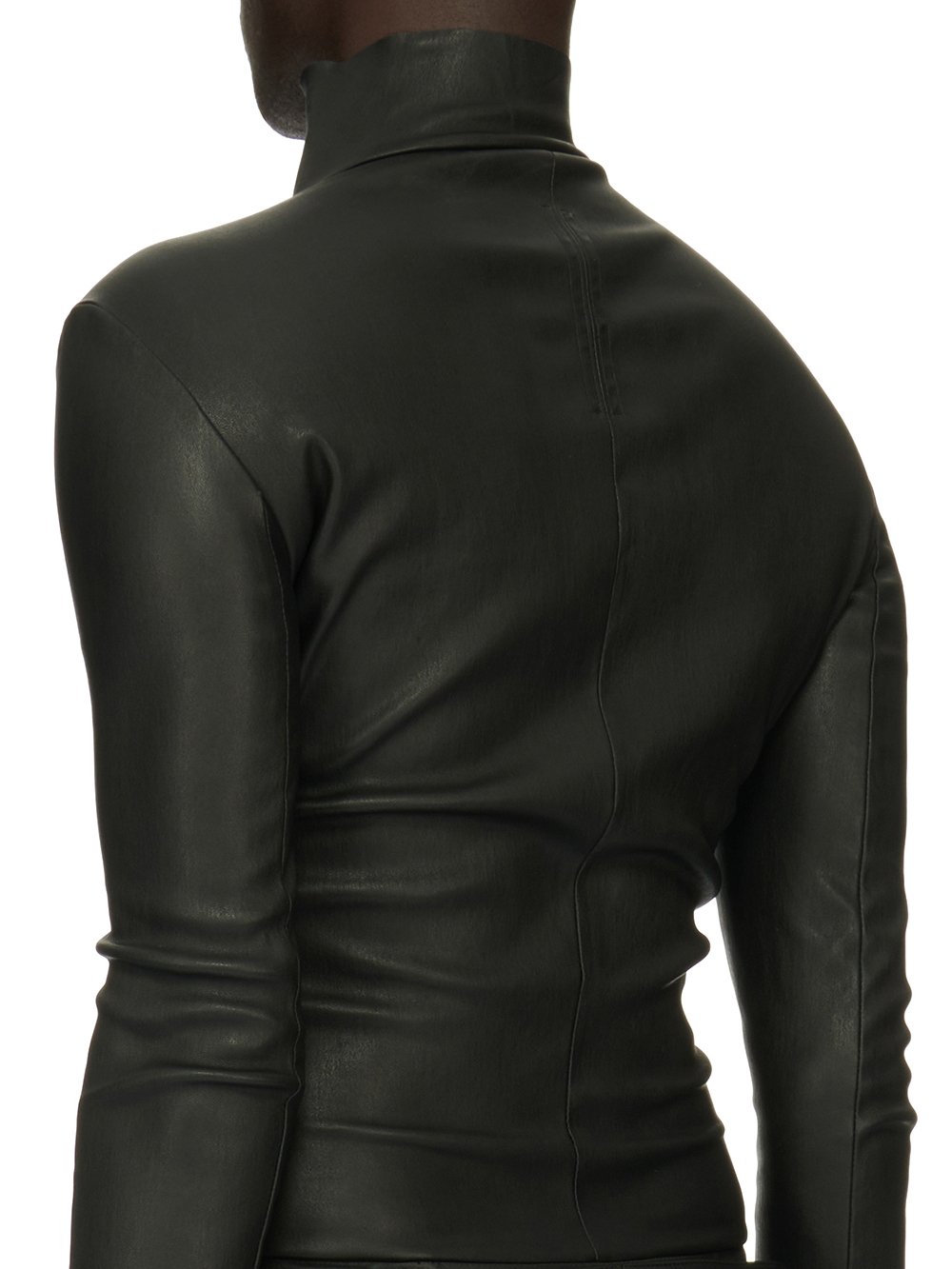 RICK OWENS FW23 LUXOR TIGHT GARY FLGHTSUIT IN BLACK STRETCH LAMB LEATHER