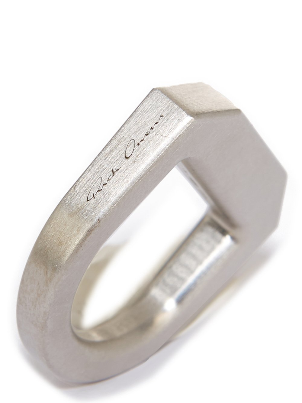 RICK OWENS BEVELED RING IN SILVER