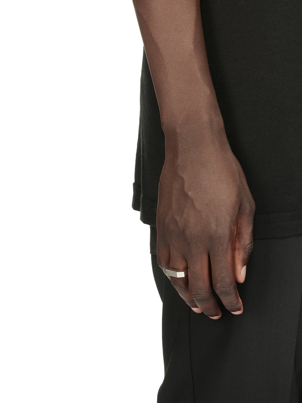 RICK OWENS BEVELED RING IN SILVER
