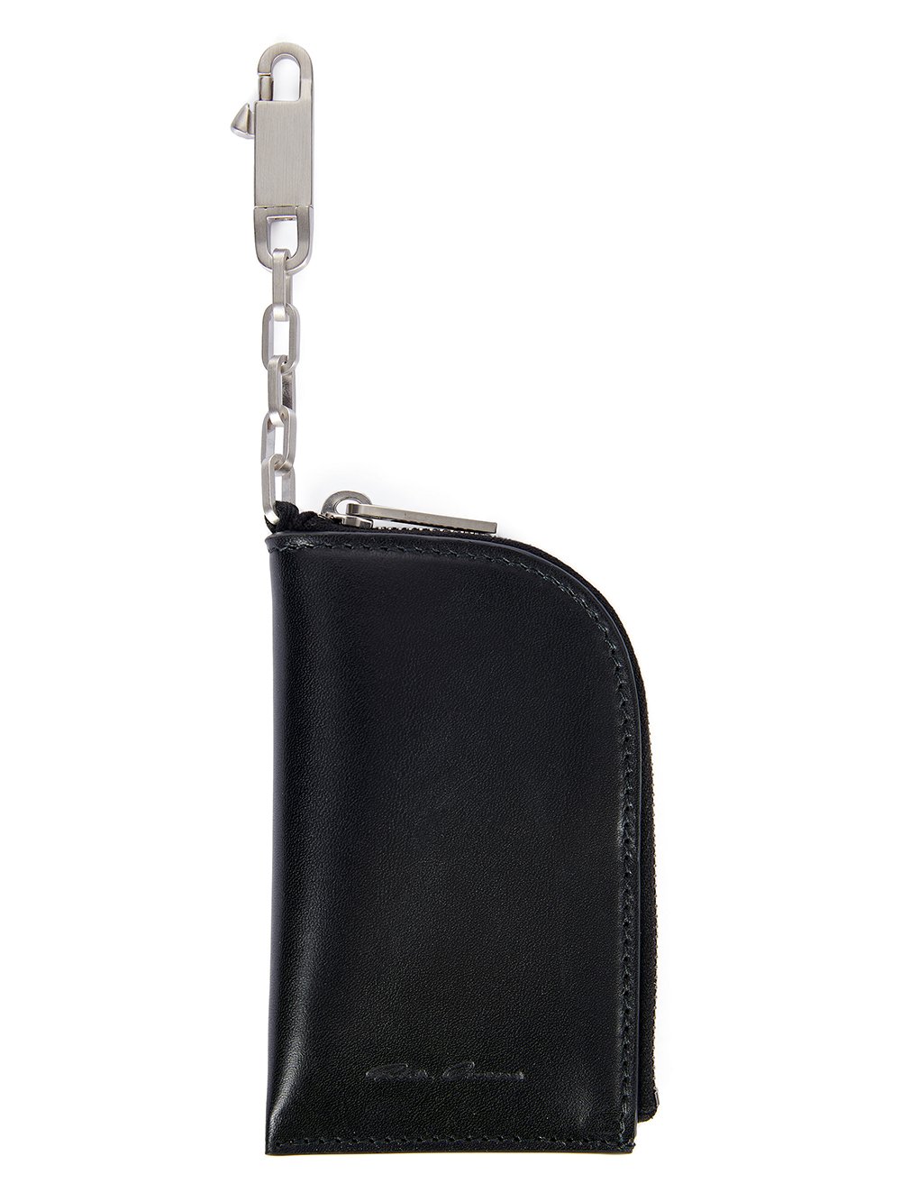 RICK OWENS FW23 LUXOR HOOK WALLET IN BLACK GLOSSY GROPONE COW LEATHER RICK OWENS FW23 LUXOR HOOK WALLET IN BLACK GLOSSY GROPONE COW LEATHER