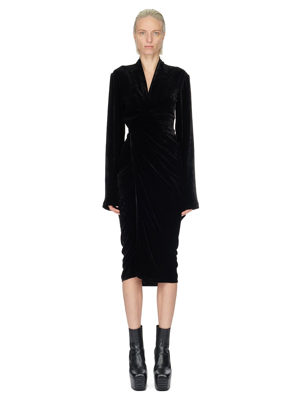 RICK OWENS FW23 LUXOR JUMBO ARROWHEAD GOWN IN BLACK VELVET