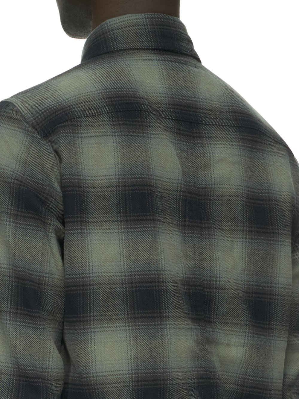 DRKSHDW FW23 LUXOR OUTERSHIRT IN BLACK OMBRE HEAVY COTTON PLAID