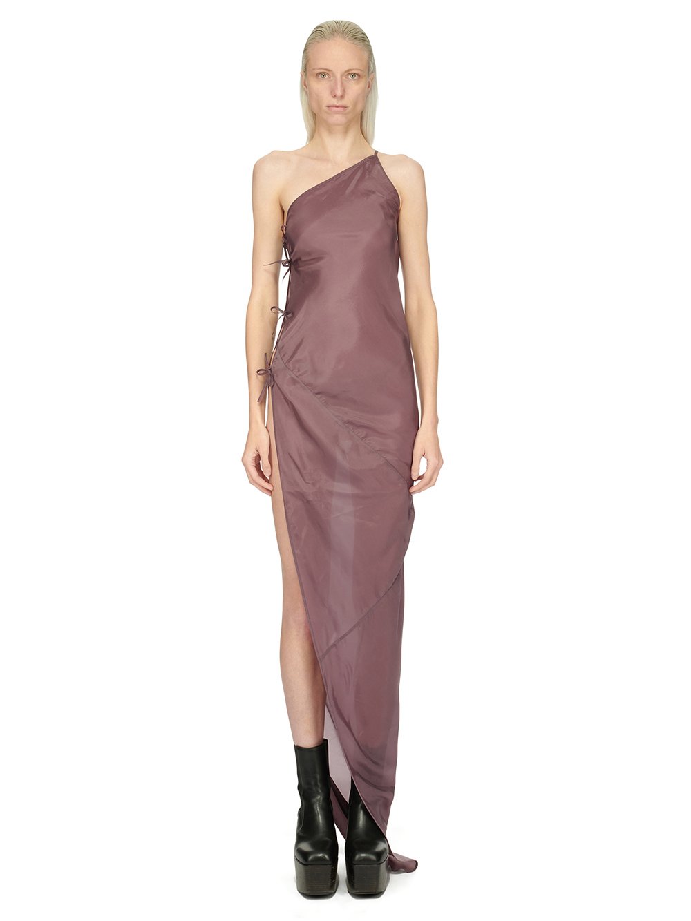 RICK OWENS FW23 LUXOR TACO GOWN IN AMETHYST PURPLE CUPRO JAPONETTE