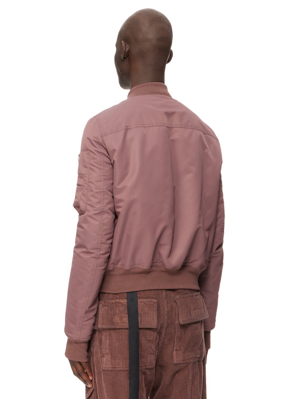 DRKSHDW FW23 LUXOR FLIGHT BOMBER IN MAUVE AND PALE GREEN RECYCLED BOMBER