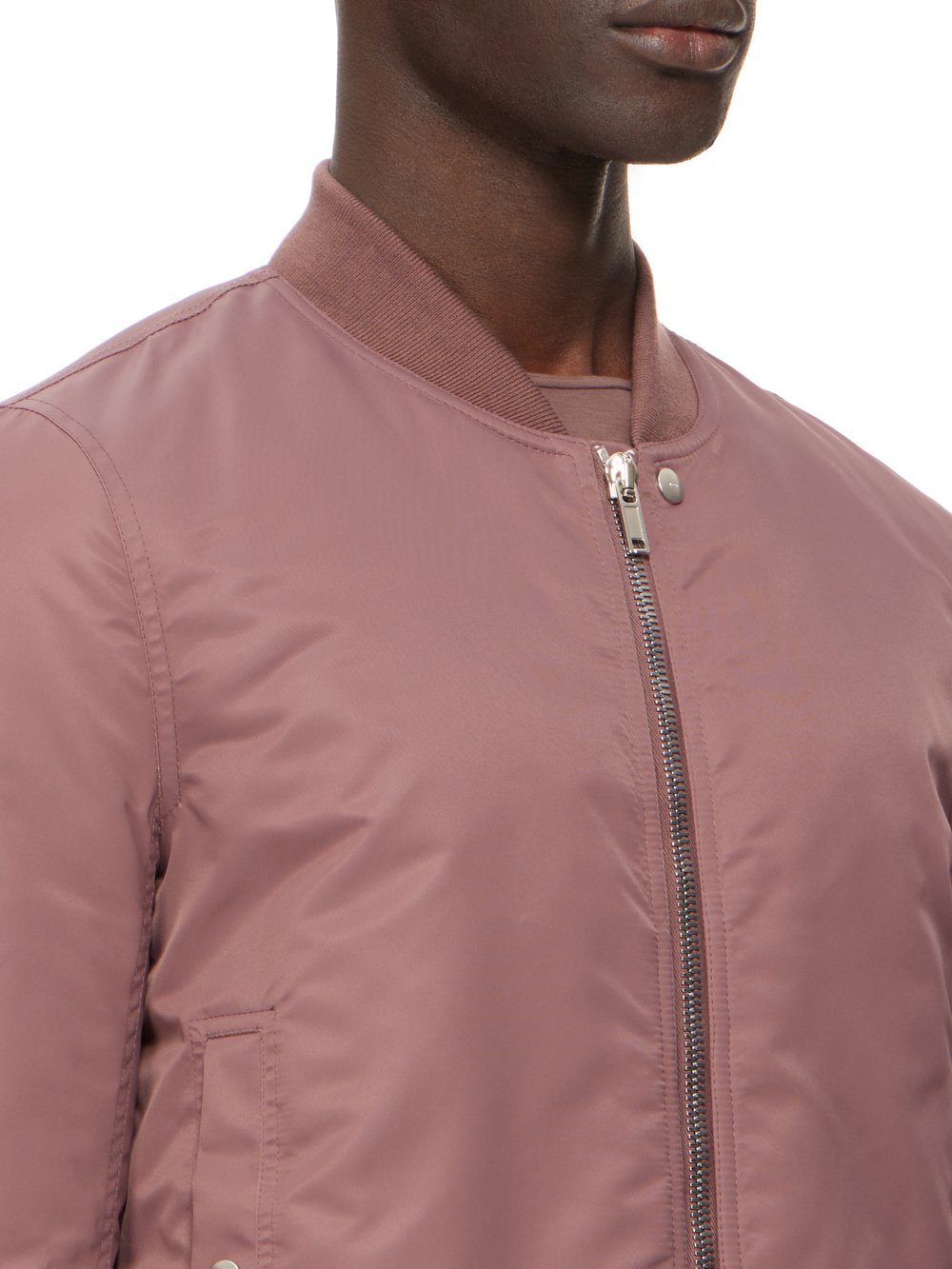 DRKSHDW FW23 LUXOR FLIGHT BOMBER IN MAUVE AND PALE GREEN RECYCLED BOMBER