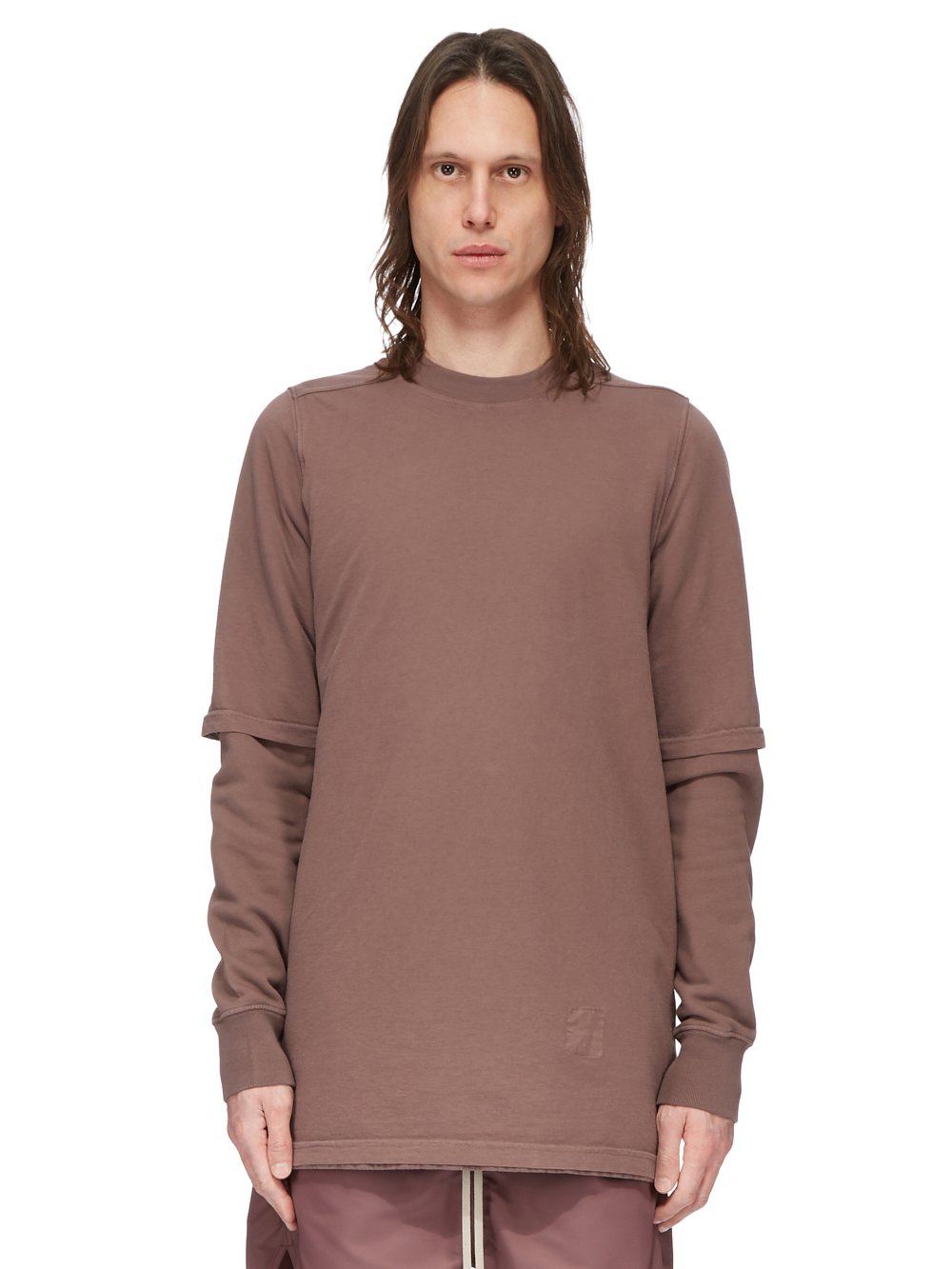 RICK OWENS FW23 LUXOR HUSTLER T IN MAUVE MEDIUM WEIGHT COTTON JERSEY AND FURKA HEAVY SWEATSHIRT