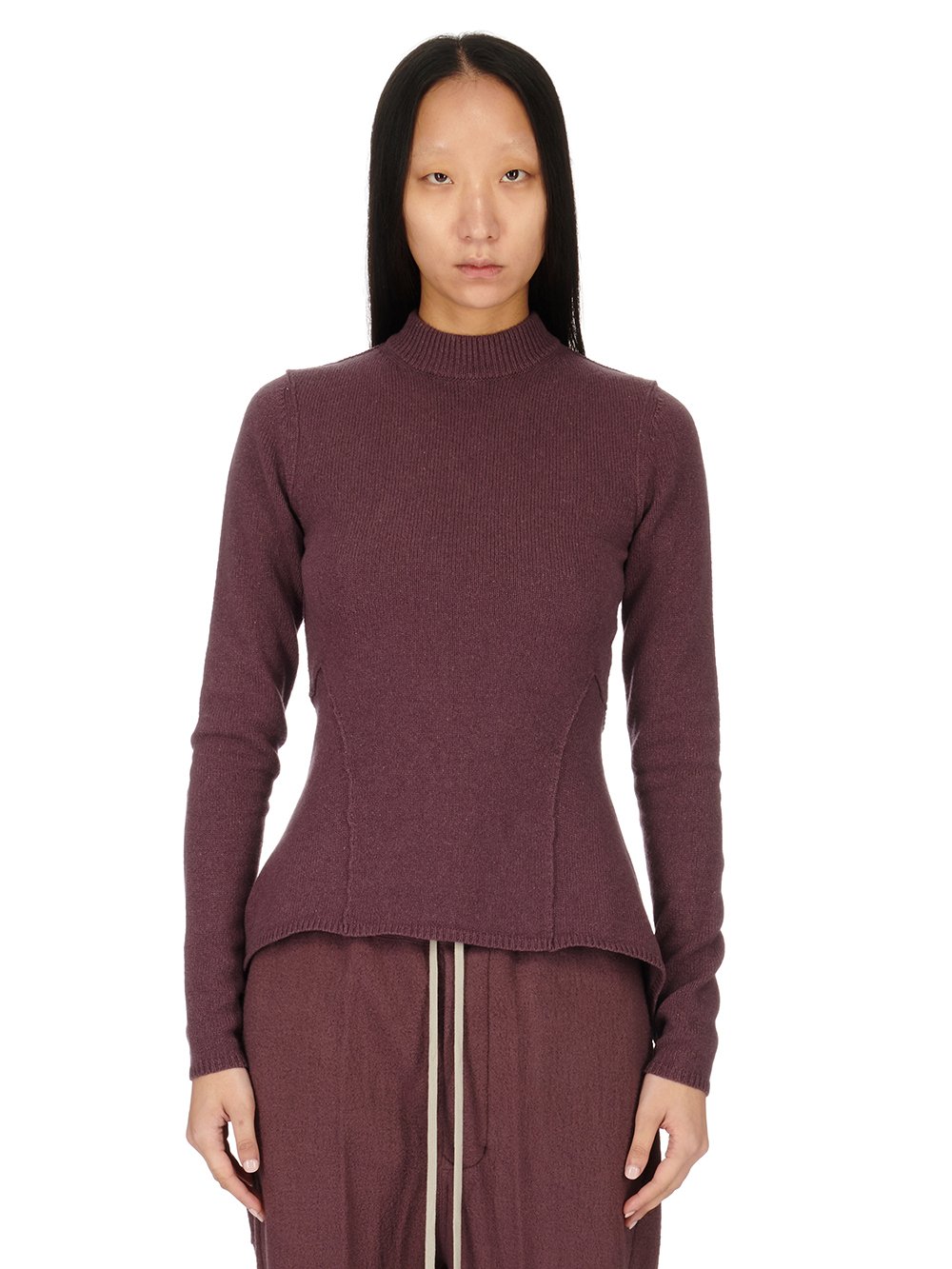 RICK OWENS FW23 LUXOR NASKA LUPETTO IN AMETHYST RECYCLED CASHMERE KNIT