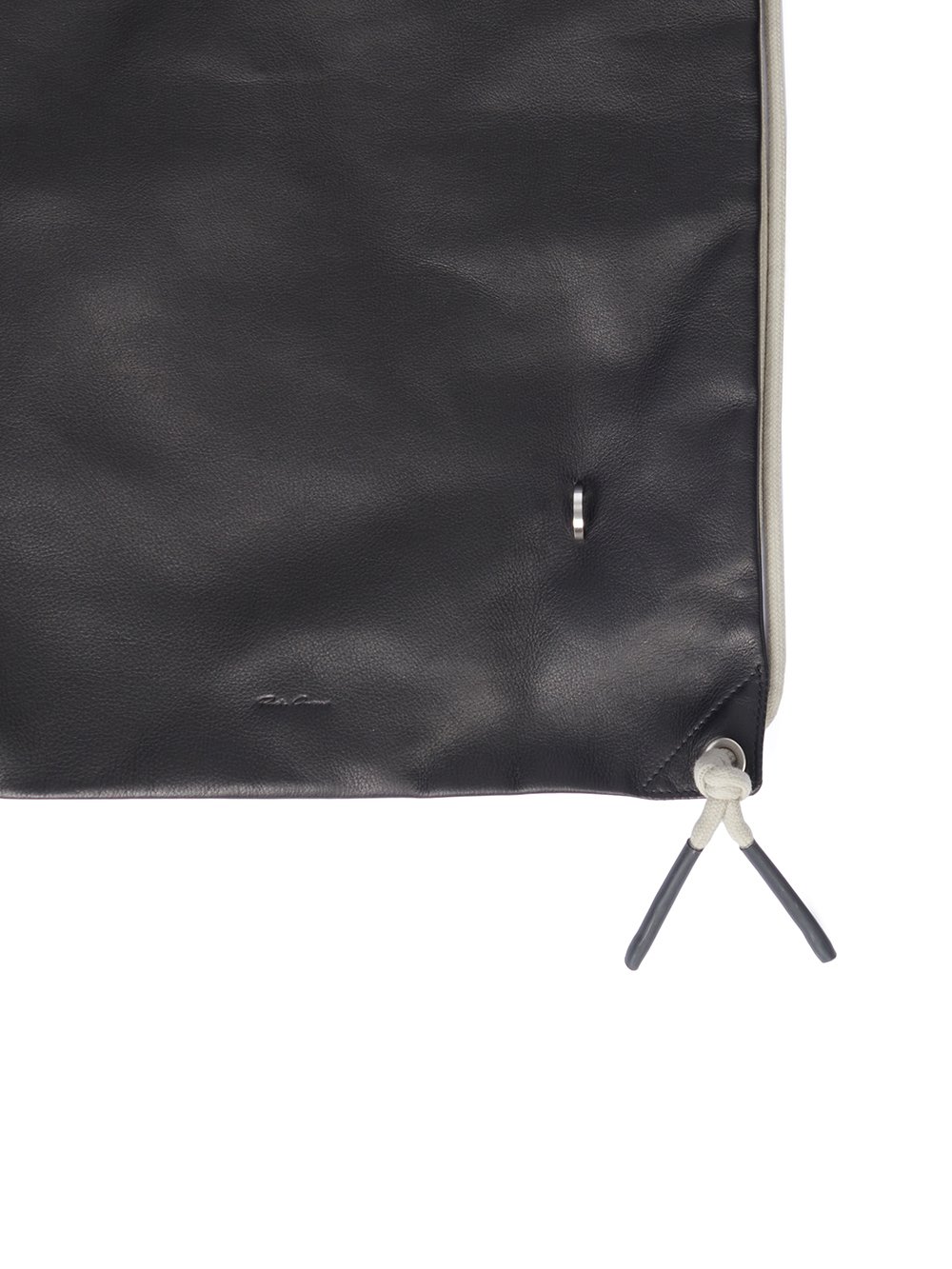 RICK OWENS FW23 LUXOR DRAWSTRING BACKPACK IN BLACK AND PEARL SOFT GRAIN COW LEATHER