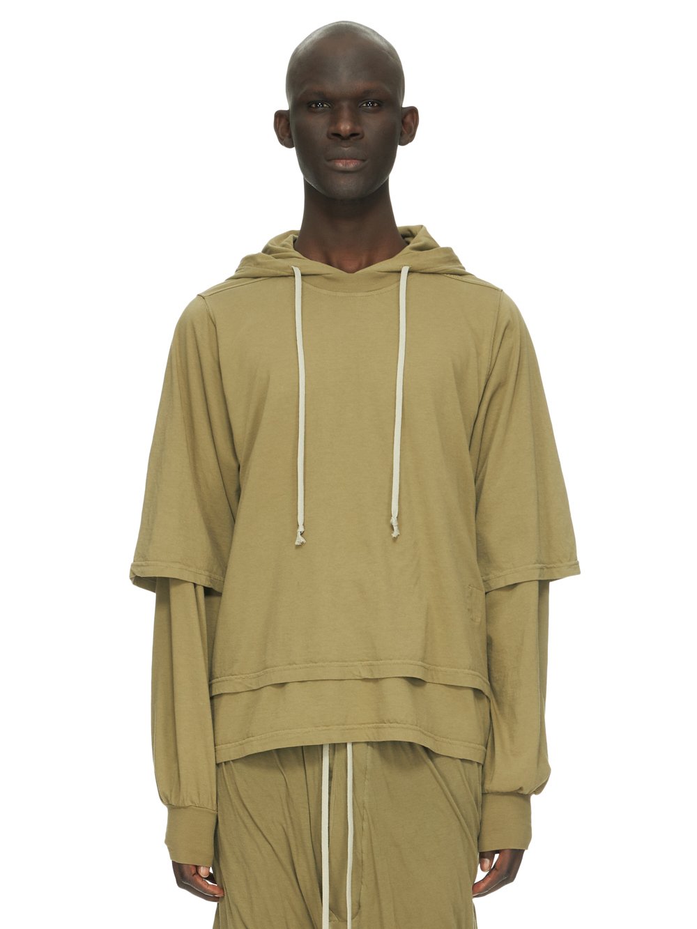 RICK OWENS FW23 LUXOR HUSTLER HOODIE IN PALE GREEN MEDIUM WEIGHT COTTON JERSEY