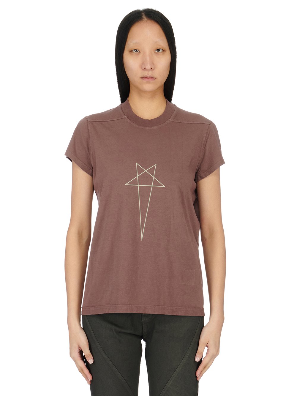 RICK OWENS FW23 LUXOR TOMMY T IN MAUVE COTTON GAUZE JERSEY