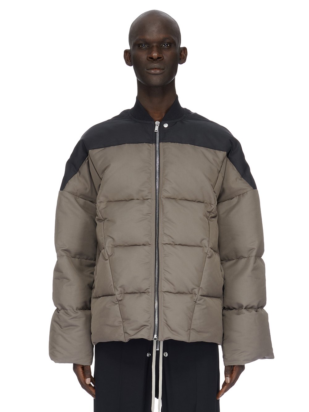 RICK OWENS FW23 LUXOR FLIGHT JKT IN BLACK AND DUST TECH TELA