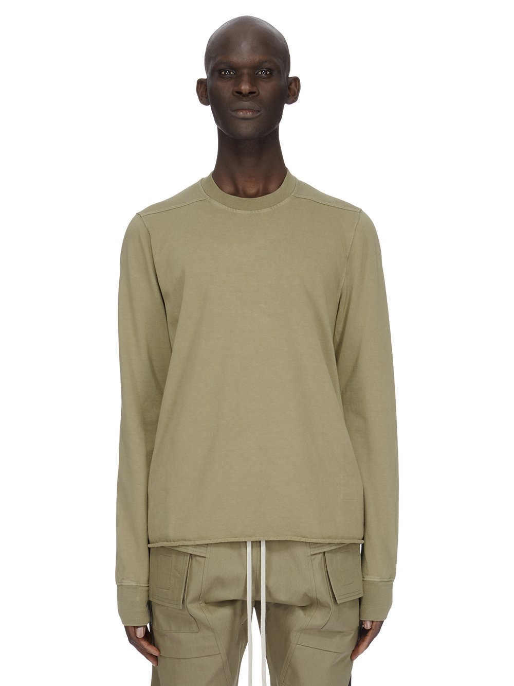 RICK OWENS FW23 LUXOR CREWNECK SWEAT IN PALE GREEN COMPACT HEAVY COTTON JERSEY RICK OWENS FW23 LUXOR CREWNECK SWEAT IN PALE GREEN COMPACT HEAVY COTTON JERSEY