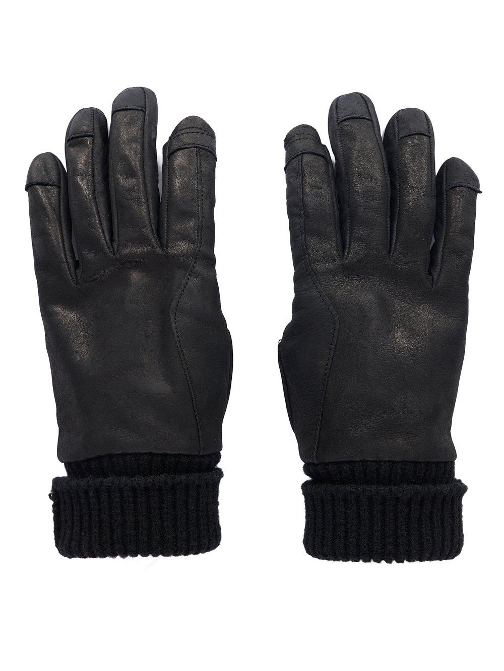 RICK OWENS FW23 LUXOR RUNWAY SHORT RIBCUFF GLOVES IN BLACK SUGAR CALF LEATHER