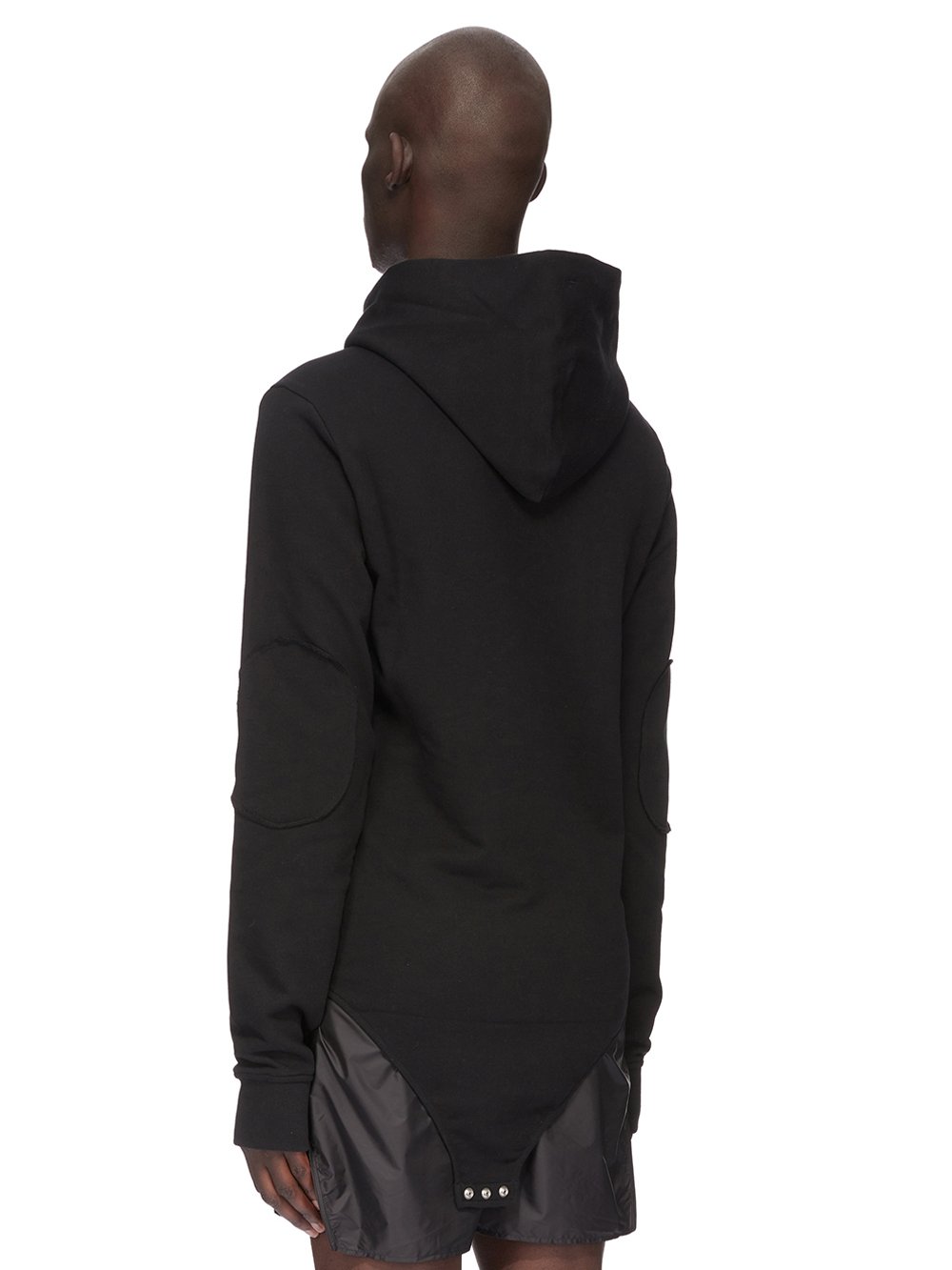 CHAMPION X RICK OWENS HOODED BODY IN BLACK COMPACT COTTON FELPA