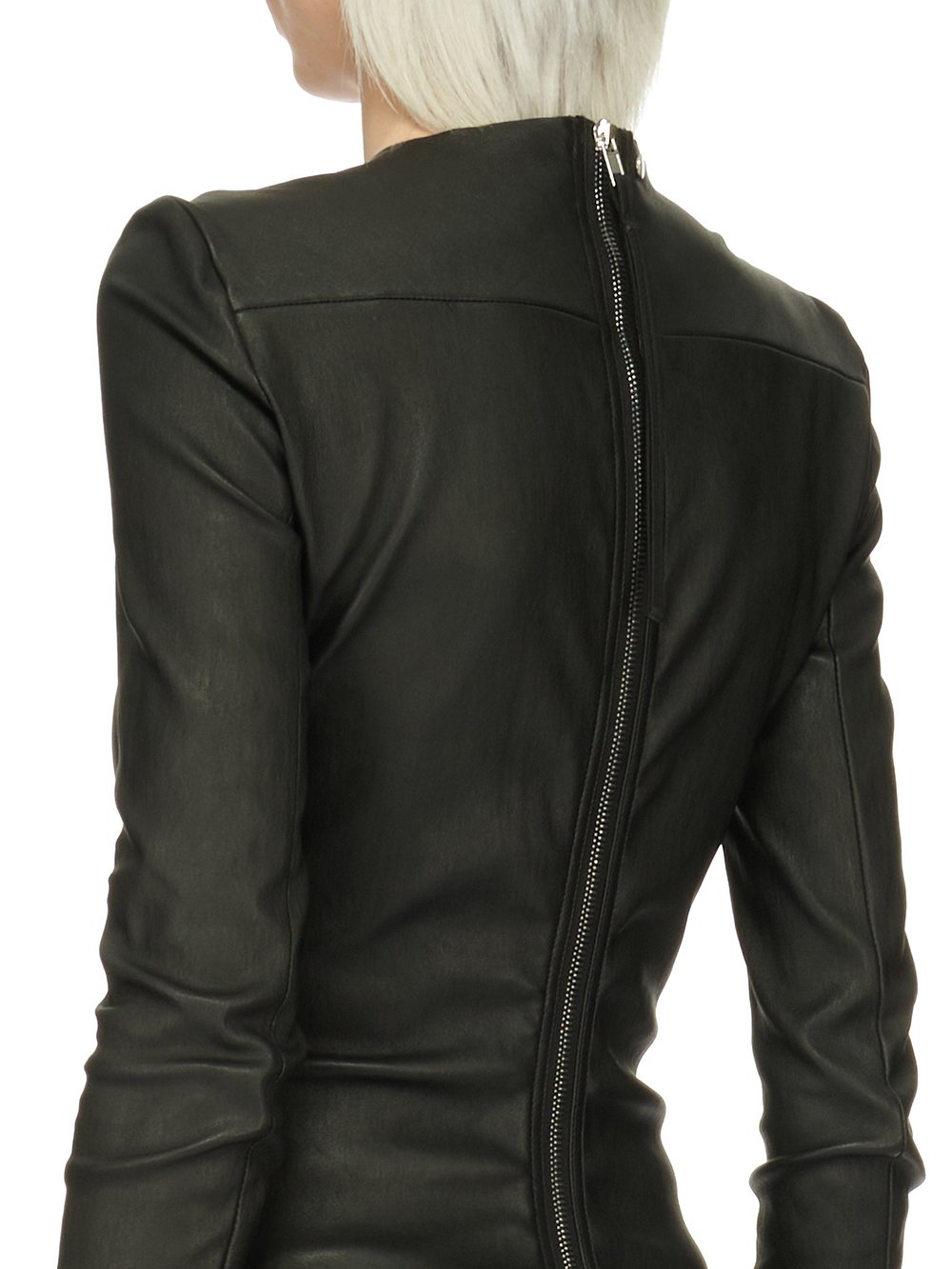 RICK OWENS FW23 LUXOR EDFU TOP IN BLACK STRETCH LAMB LEATHER