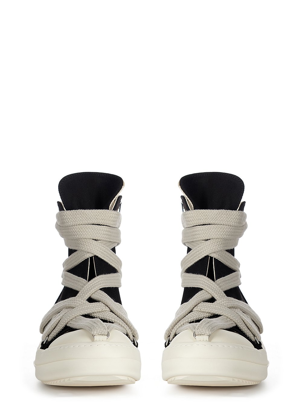 DRKSHDW FW23 LUXOR HEXA SNEAKS IN BLACK AND PEARL 13OZ OVERDYED DENIM