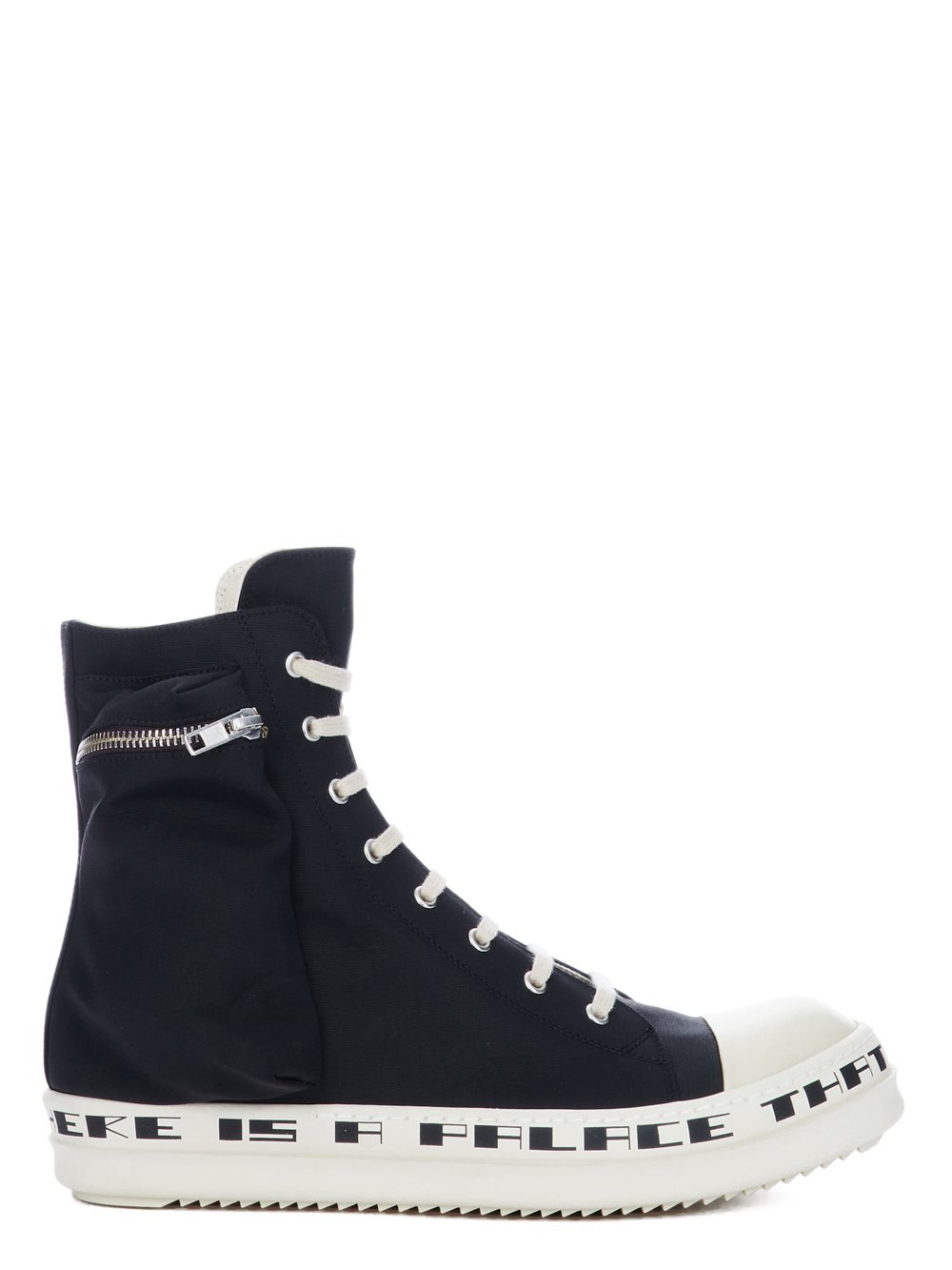 RICK OWENS FW23 LUXOR CARGO SNEAKS IN BLACK COTTON NYLON FAILLE RICK OWENS FW23 LUXOR CARGO SNEAKS IN BLACK COTTON NYLON FAILLE