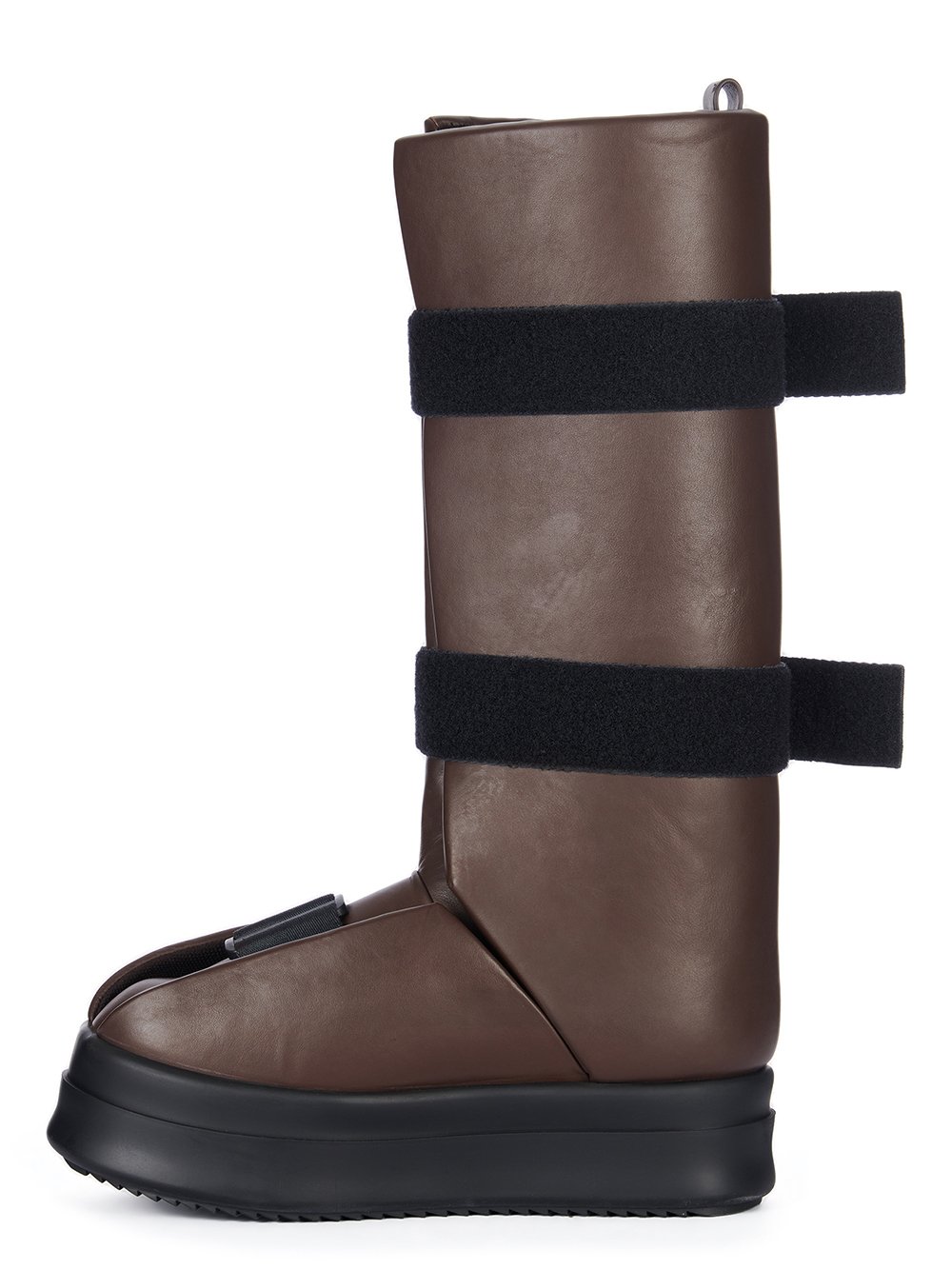 RICK OWENS FW23 LUXOR HIGH SPLINT SNEAKS IN BROWN AND BLACK FULL GRAIN CALF LEATHER