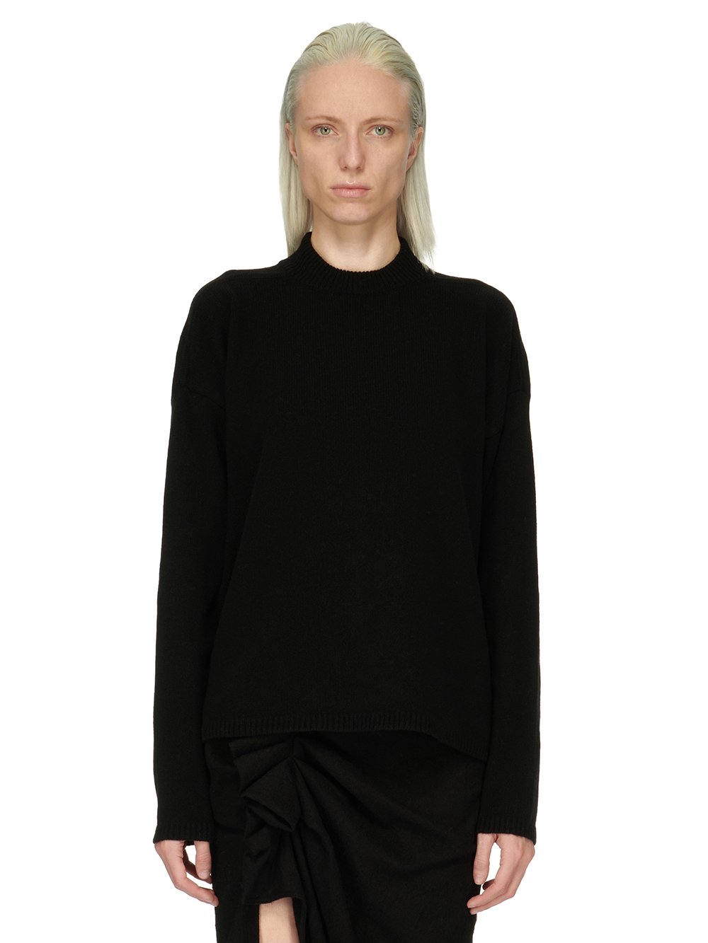RICK OWENS FW23 LUXOR TOMMY LUPETTO IN BLACK RECYCLED CASHMERE KNIT