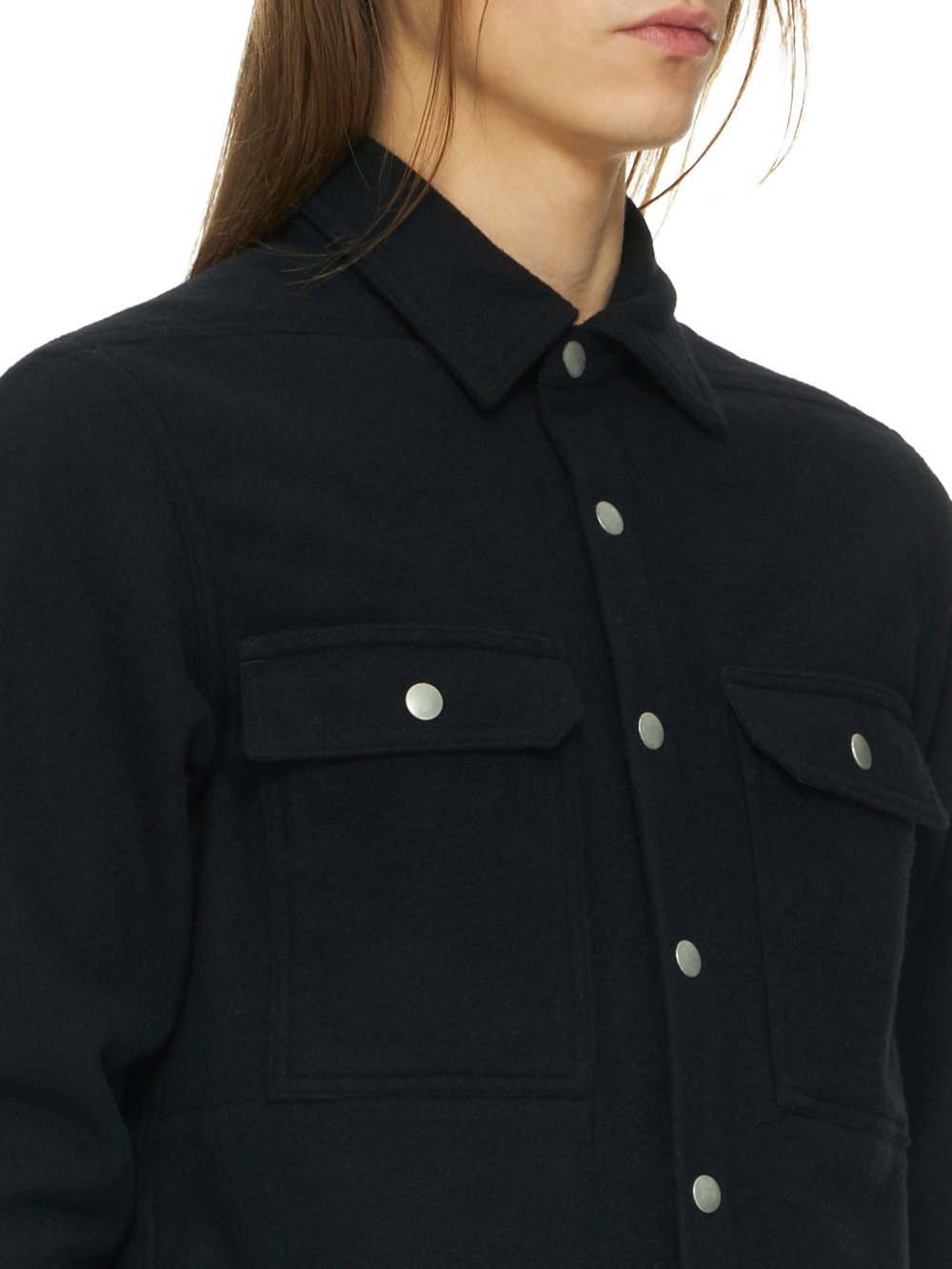 DRKSHDW FW23 LUXOR OUTERSHIRT IN BLACK HEAVY WOOL