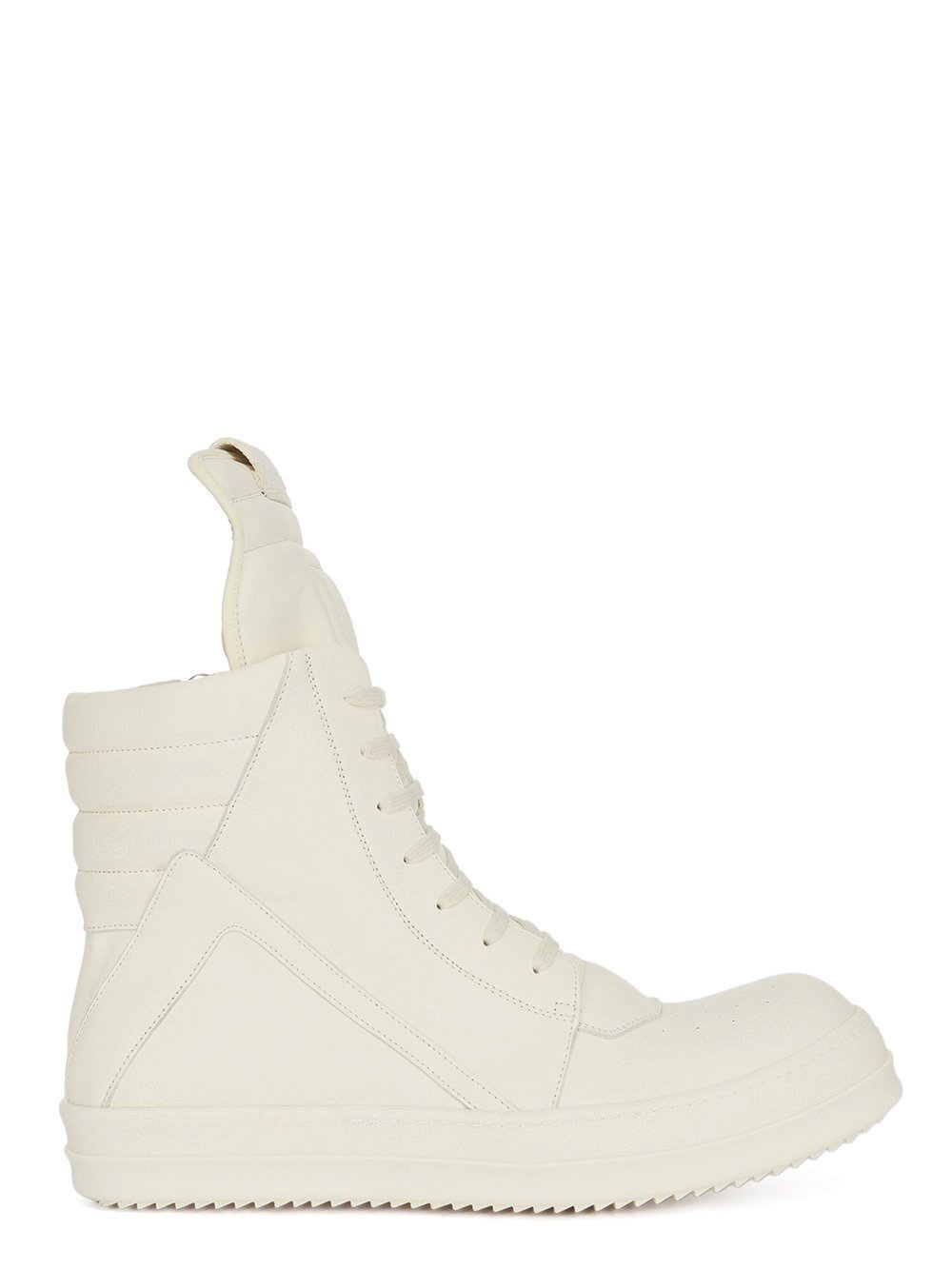 RICK OWENS FW23 LUXOR GEOBASKET IN MILK WHITE FULL GRAIN CALF LEATHER RICK OWENS FW23 LUXOR GEOBASKET IN MILK WHITE FULL GRAIN CALF LEATHER