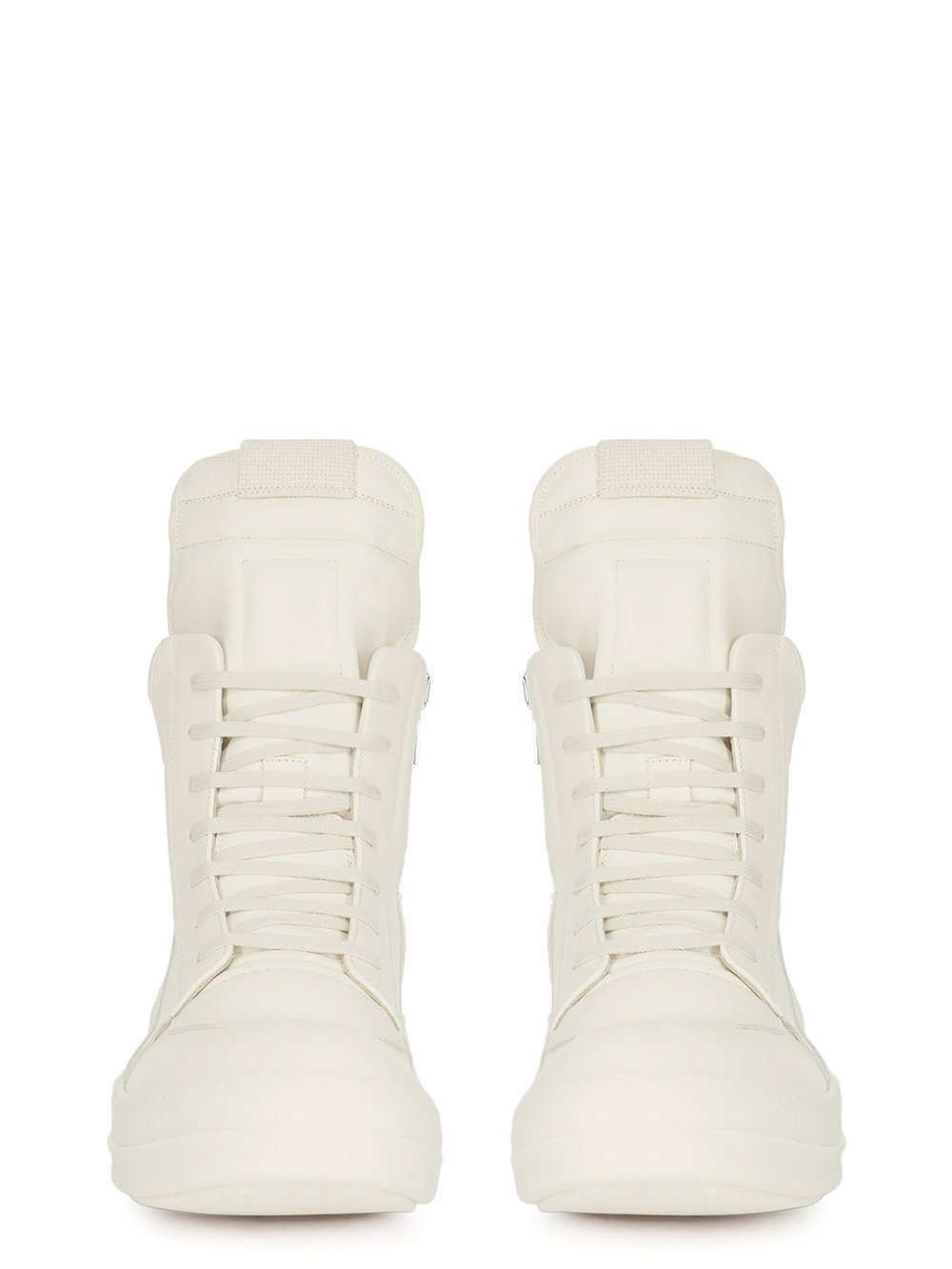 RICK OWENS FW23 LUXOR GEOBASKET IN MILK WHITE FULL GRAIN CALF LEATHER