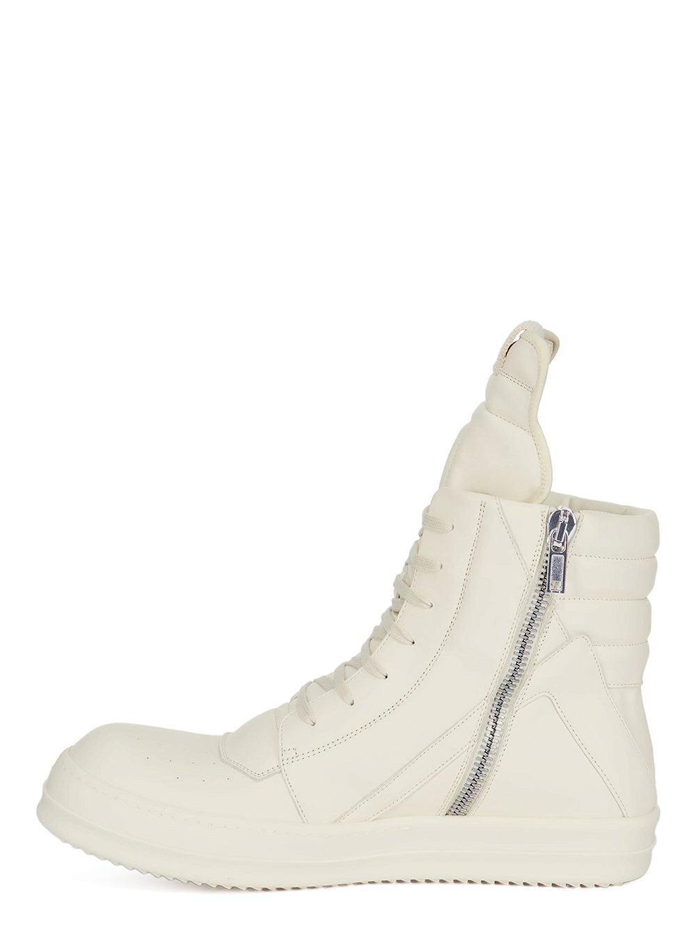 RICK OWENS FW23 LUXOR GEOBASKET IN MILK WHITE FULL GRAIN CALF LEATHER