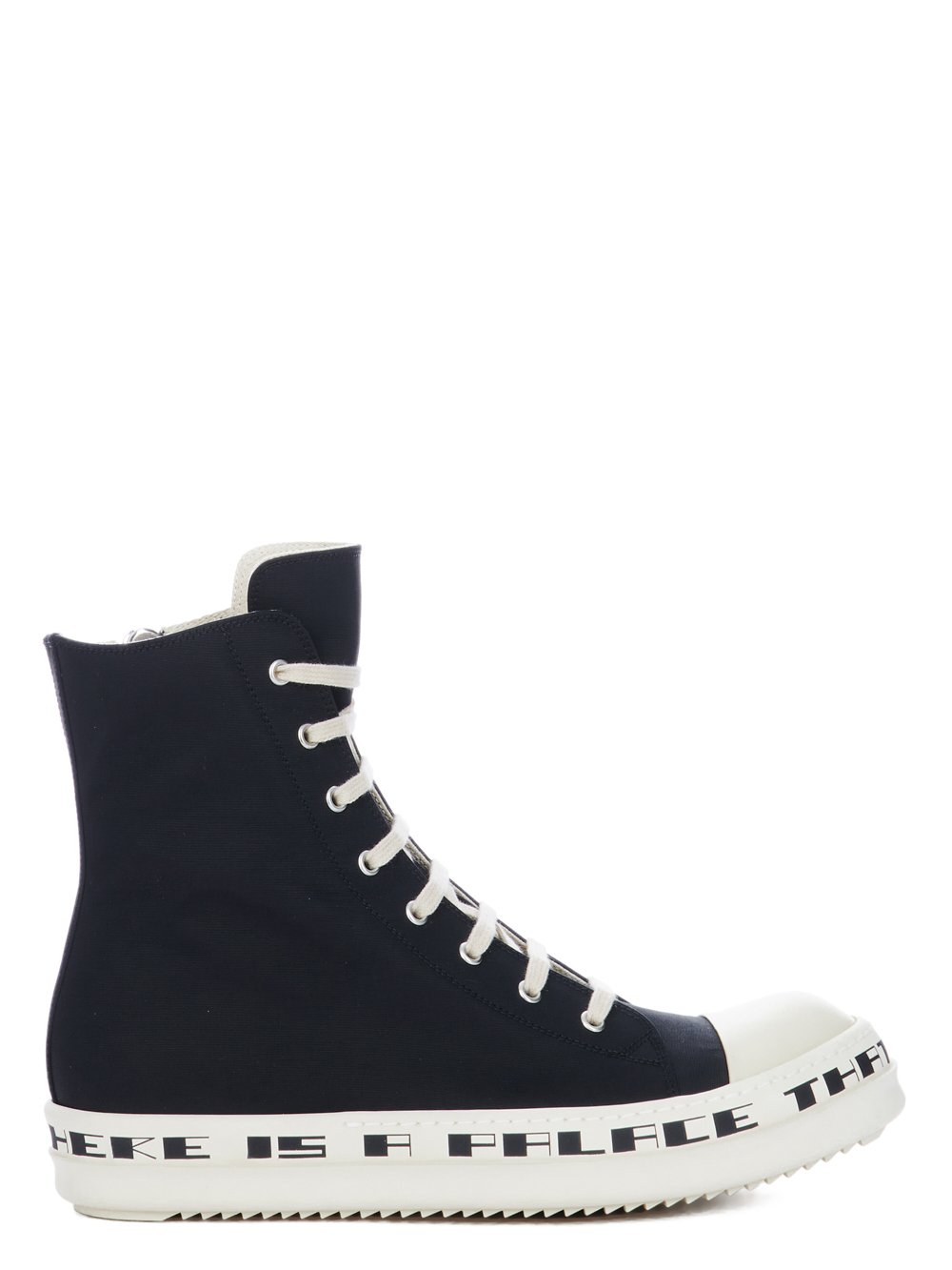 RICK OWENS FW23 LUXOR SNEAKS IN BLACK COTTON NYLON FAILLE