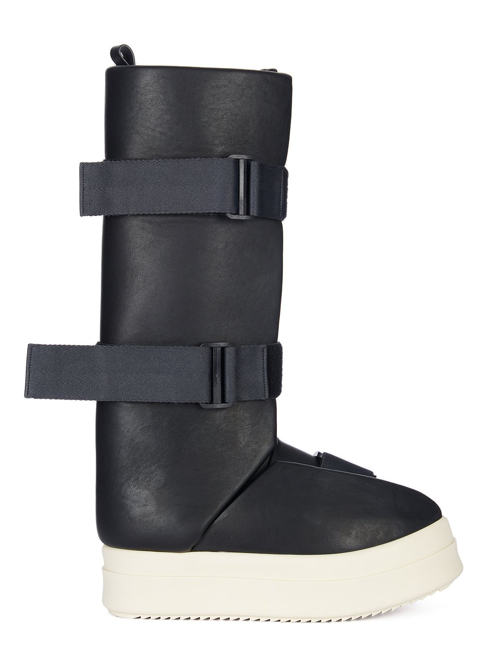 RICK OWENS FW23 LUXOR HIGH SPLINT SNEAKS IN BLACK AND MILK FULL GRAIN CALF LEATHER