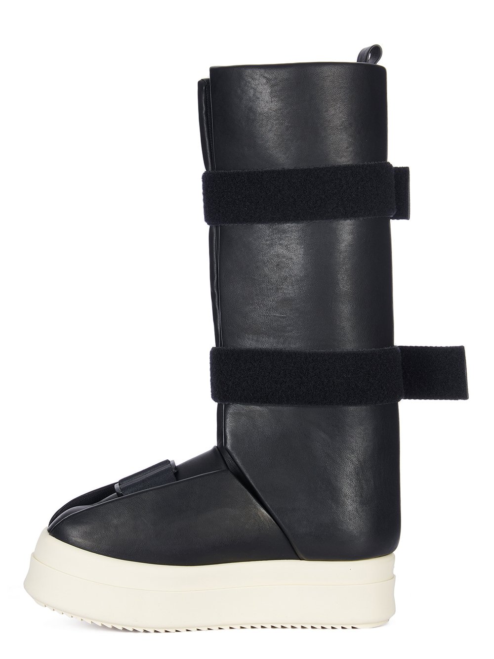 RICK OWENS FW23 LUXOR HIGH SPLINT SNEAKS IN BLACK AND MILK FULL GRAIN CALF LEATHER