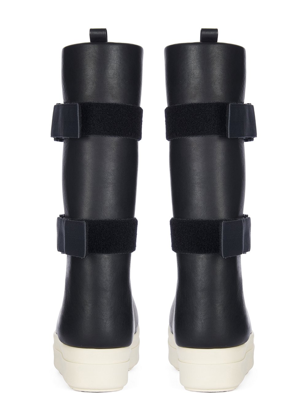 RICK OWENS FW23 LUXOR HIGH SPLINT SNEAKS IN BLACK AND MILK FULL GRAIN CALF LEATHER