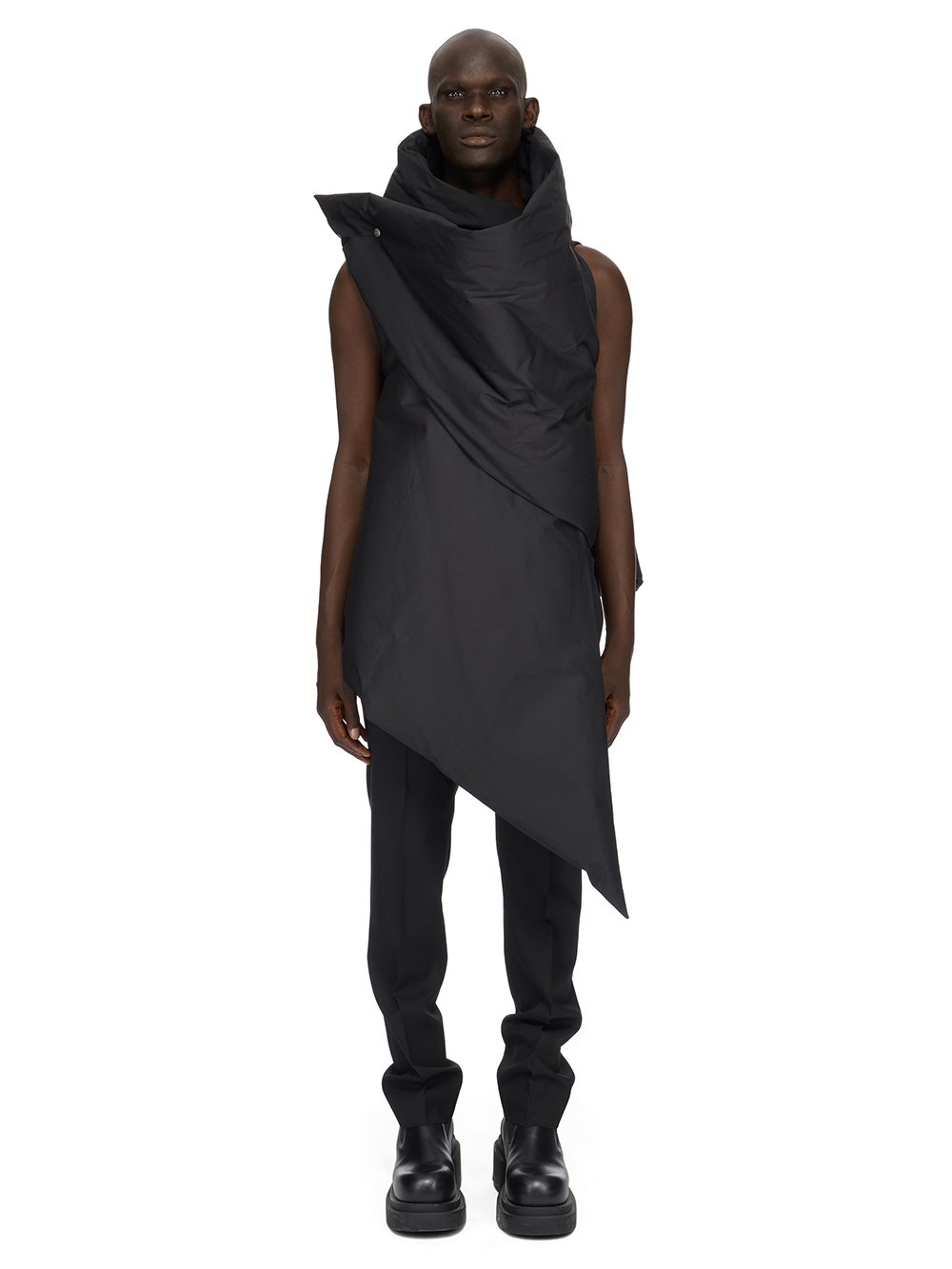 RICK OWENS FW23 LUXOR GLEAM VEST IN  BLACKHEAVY COTTON POPLIN