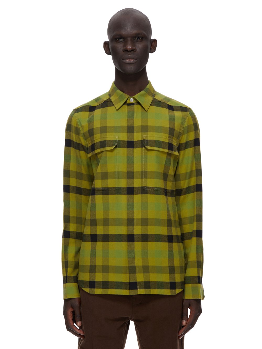 RICK OWENS FW23 LUXOR OUTERSHIRT IN ACID COTTON PLAID