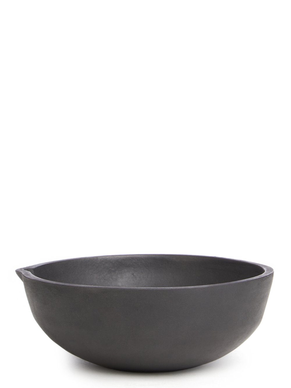 RICK OWENS BOWL HAS A ROUND SHAPE AND FEATURES A SMALL TRIANGLE DETAIL AND POLISHED SURFACE.