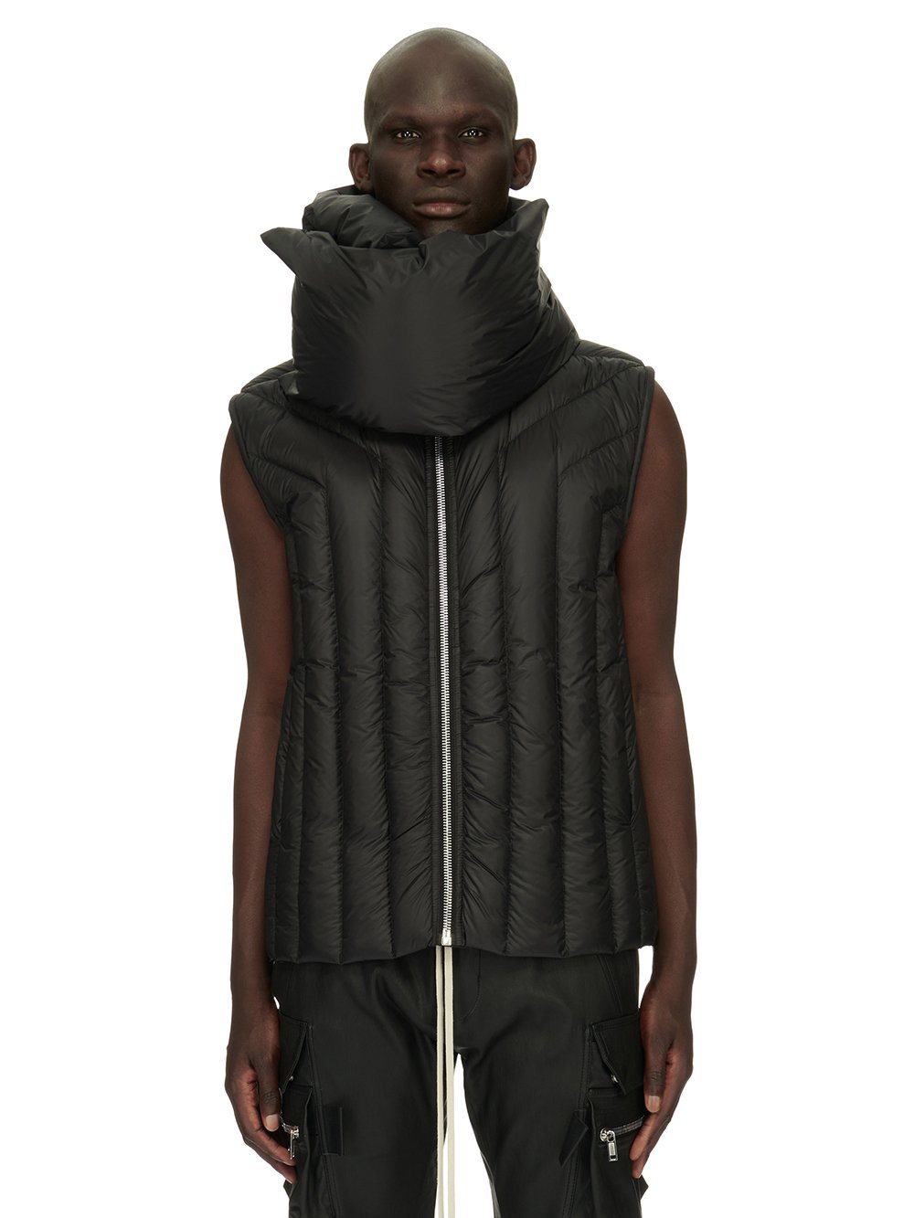 RICK OWENS FW23 LUXOR VEST LINER IN BLACK RECYCLED NYLON