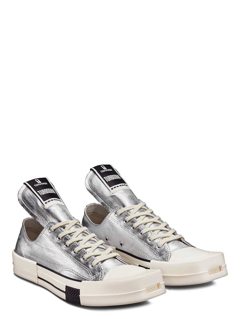 CONVERSE X DRKSHDW TURBODRK IN SILVER AND WHITE
