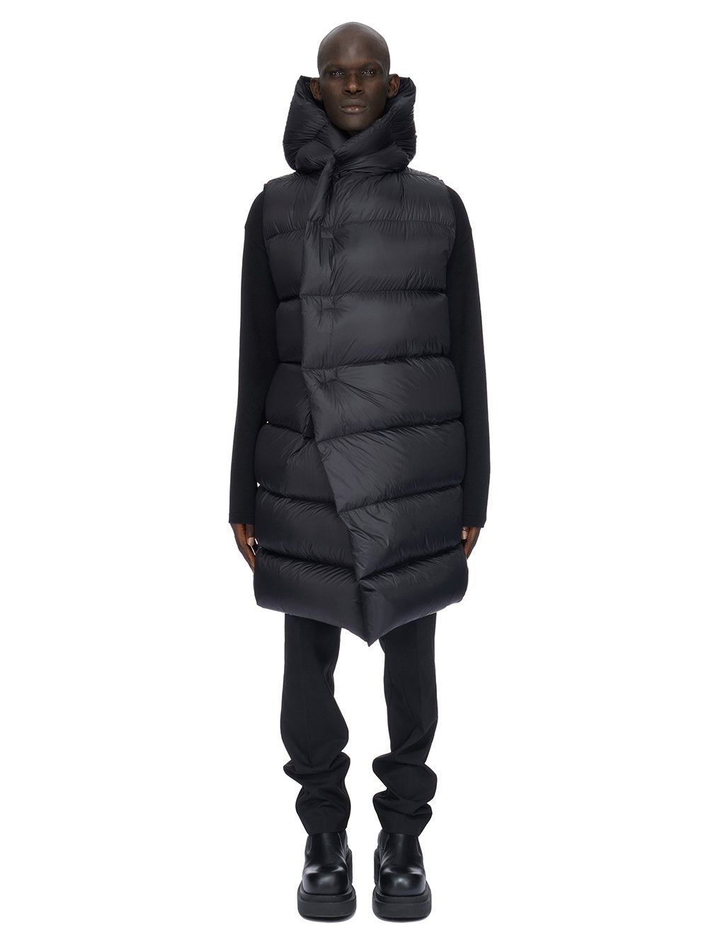 RICK OWENS FW23 LUXOR HOODED LINER IN BLACK RECYCLED NYLON