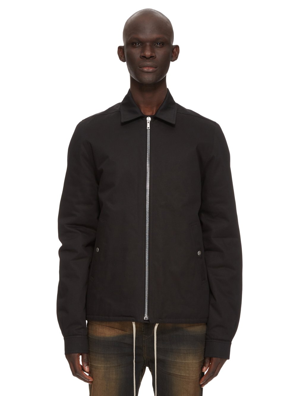 DRKSHDW FW23 LUXOR ZIPFRONT JKT IN BLACK COTTON TWILL