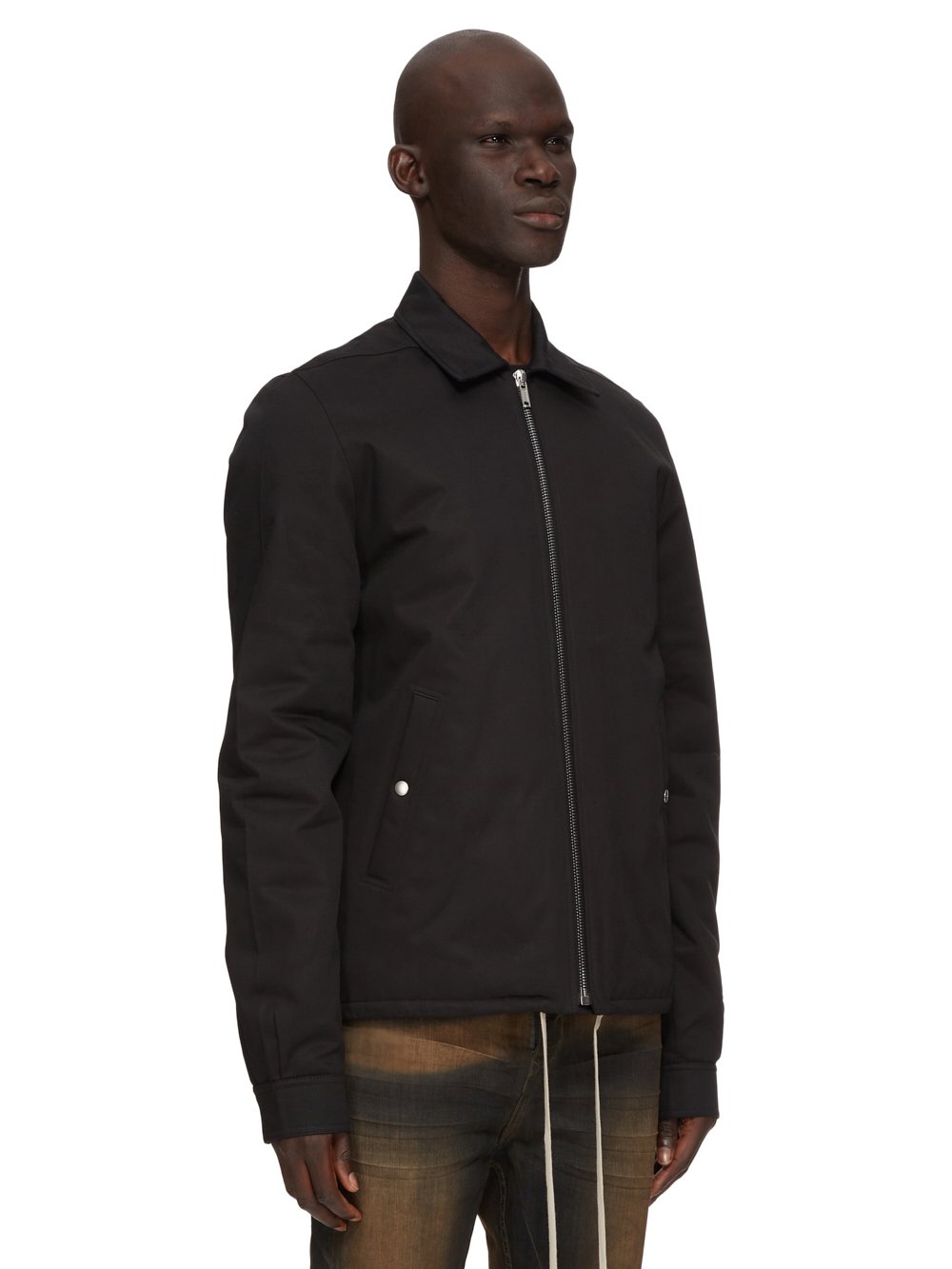 DRKSHDW FW23 LUXOR ZIPFRONT JKT IN BLACK COTTON TWILL