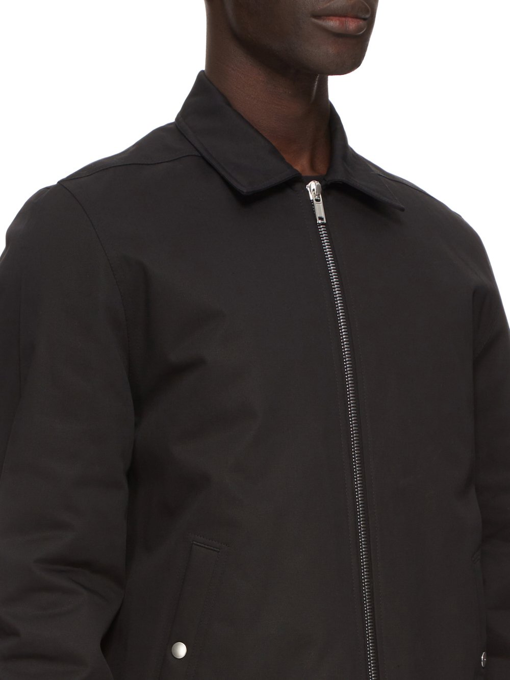 DRKSHDW FW23 LUXOR ZIPFRONT JKT IN BLACK COTTON TWILL